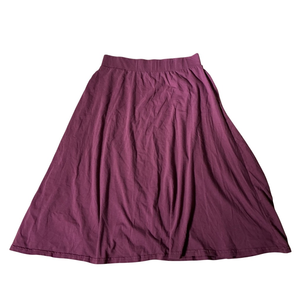 Pact Organic Cotton Midi A-Line Skirt Women Large Purple Pockets Sustainable